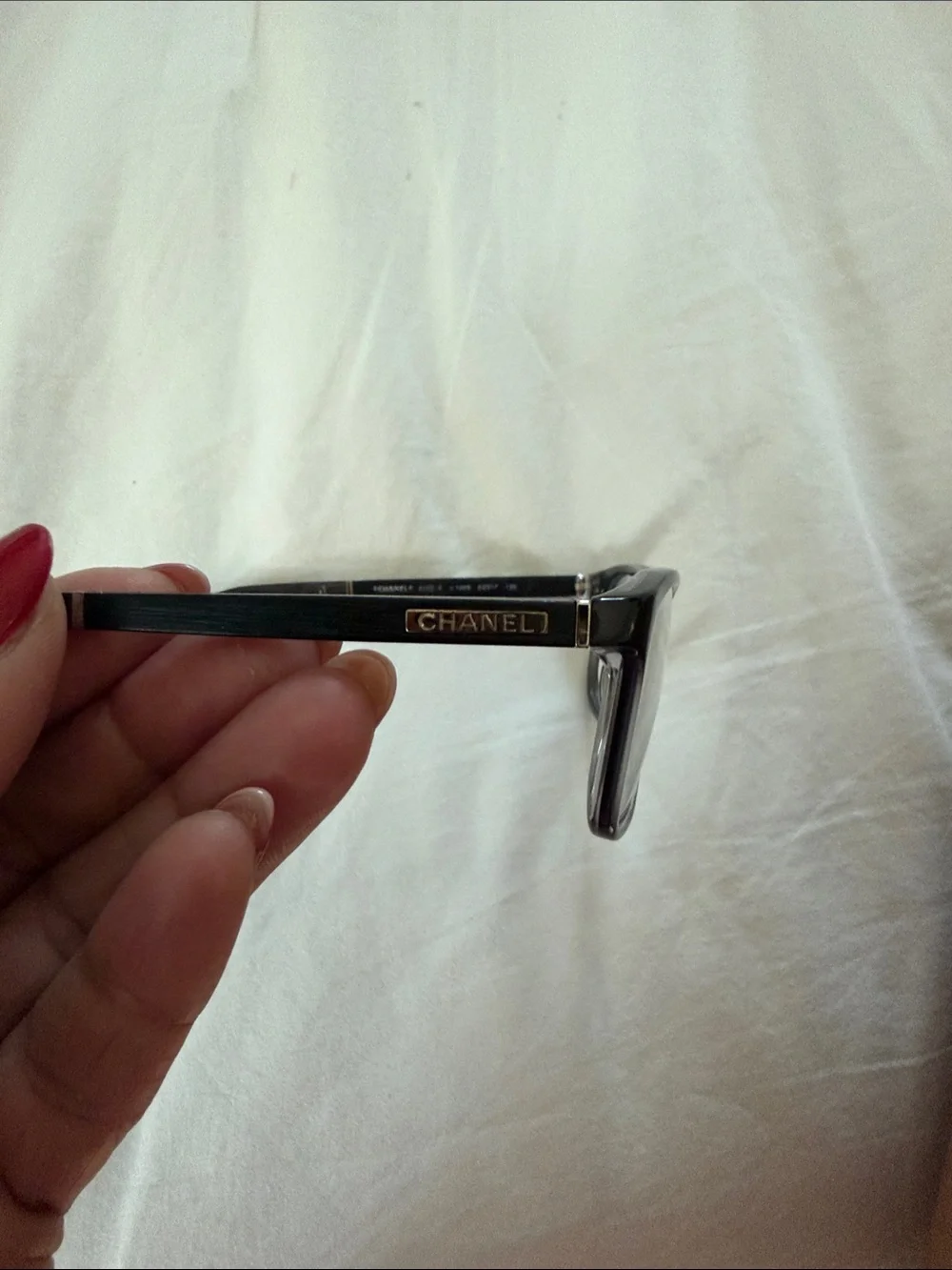 CHANEL prescription Black Frames with Gold Logo Plaque